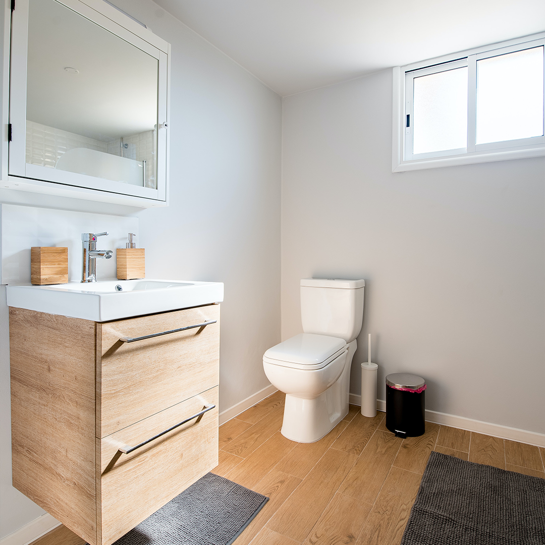 A minimalist bathroom gives a modern and clutterfree look 